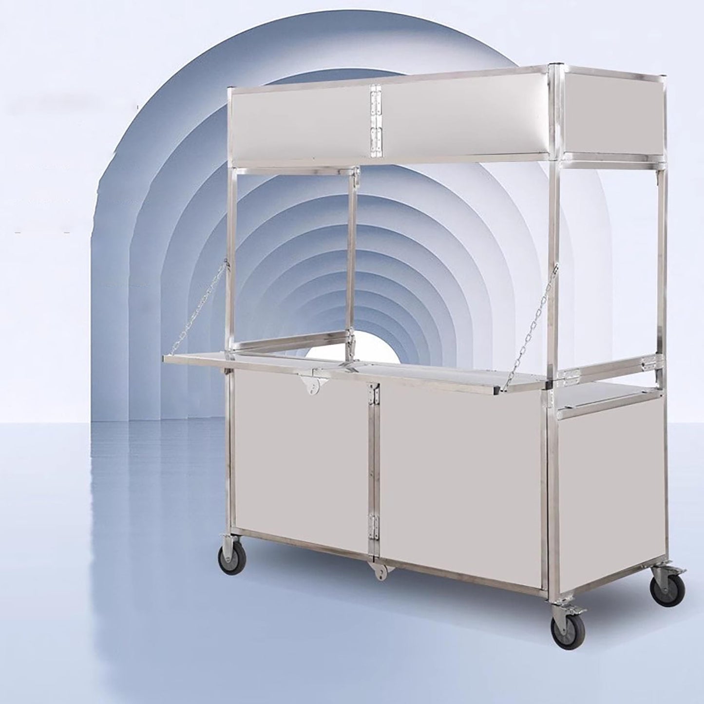 MTSYXYM Cart with Wheels Selling Food,Creative Iron Market Stall,Thickened Sheet Metal, Large Storage Space,Foldable for Storage,for Market Street Food & Events.(47.2 * 27.6 * 74.8in)