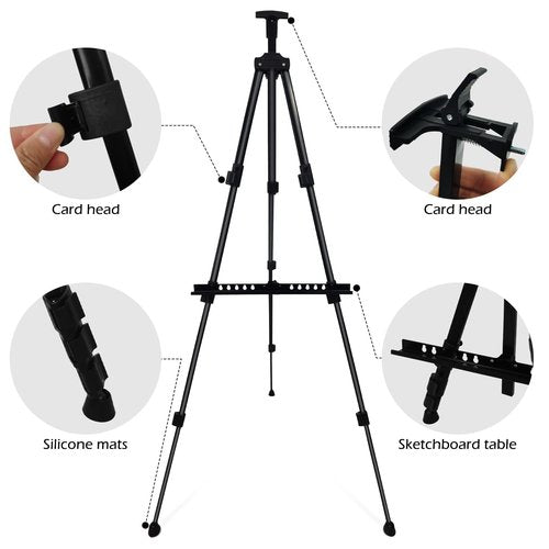 Ns Jymb Art Easel Stand for Painting Canvases - 66-Inch Adjustable Metal for Adults Tabletop & Outdoor Use - Lightweight Portable Easel for Displaying & Drawing - Sturdy,4-Pack.