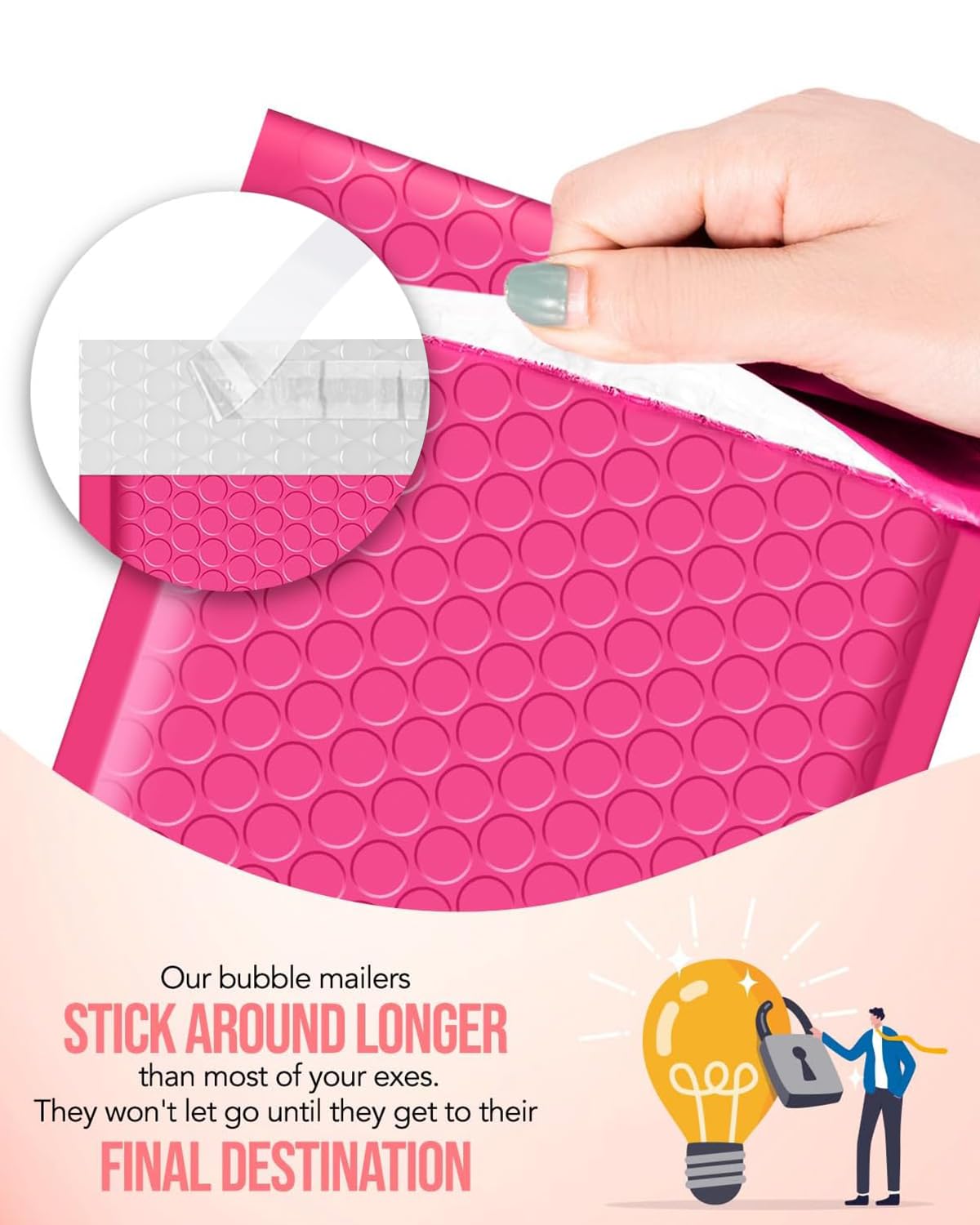 GSSUSA Pink Bubble Mailers 4x8 Small Padded Envelopes, 800 Pack, Strong Adhesion Self-Seal Bubble Envelopes for Small Business