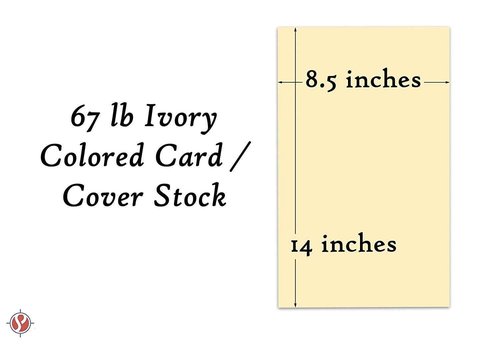 Color Cardstock Paper 67 Vellum Bristol, Sizes: 8.5 x 11 | 11 x 17 | 8.5 x 14 |1 Ream of 250 Sheets per Pack. (8.5 x 14, Ivory)