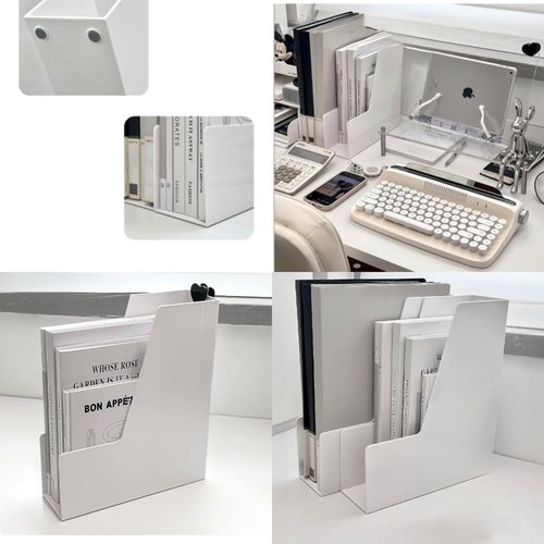 YUNNO Clear Magazine Holder, 2-Pack PET Document Holder for Desk, Vertical File Organizer for Desk, Clear Plastic Organizer Bins Holding for Magazines, Binders, Notebooks, Envelopes (White)