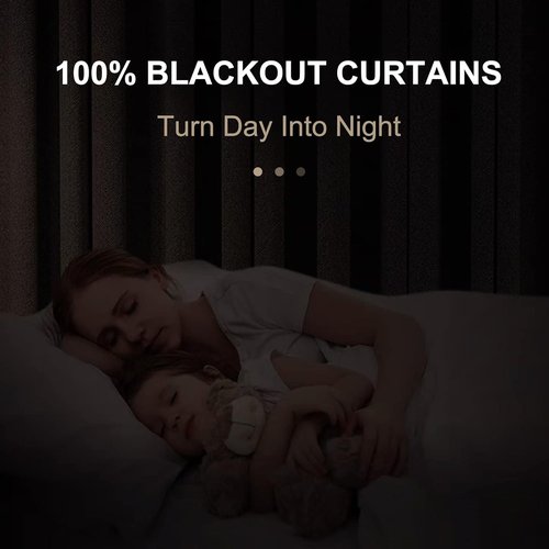 Skiennix 100% Blackout Linen Curtains - Thermal Insulated Drapes for Bedroom | 84" Long, Cream, 2 Panels Set