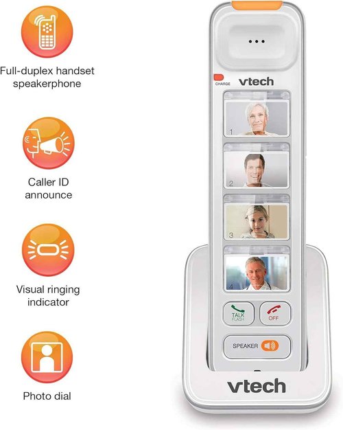 VTech SN5307 Amplified Photo DIAL Accessory Handset with Big Buttons & Large Display for SN5127 & SN5147 Senior Phone Systems, Photo Dial Handset, Cordless Phone System