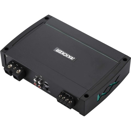 KICKER 44KMTC9 9" Black Horn-Loaded Tower Speakers & 1200 Watt Marine Amp with Tube-clamp mounting
