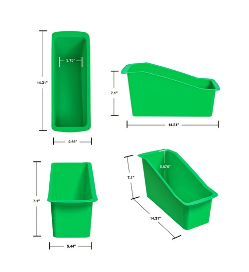 Storex Modern-Series Large Book Bin – Interlocking Plastic Organizer for Home, Office and Classroom, Green, 6-Pack (71224U06C)