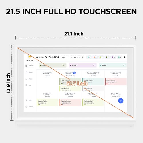 21.5 Inch Smart Digital Calendar, Wall Electronic Calendar, 1920 * 1080 IPS Full HD Touch Screen Display for Family Meal Planner Support - Streamline Household Organization