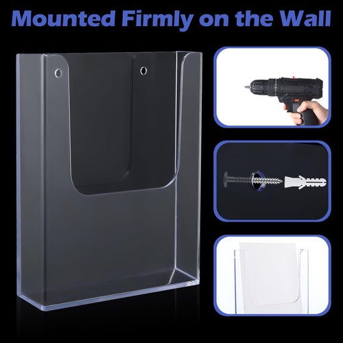 Ripeng 8 Pack Brochure Holder Wall Mount 8.5 x 11 Inch Clear Flyer Stand Acrylic Magazine Booklet Display Stand Plastic File Mail Literature Pamphlet Holder for Paper Organizer Rack Display