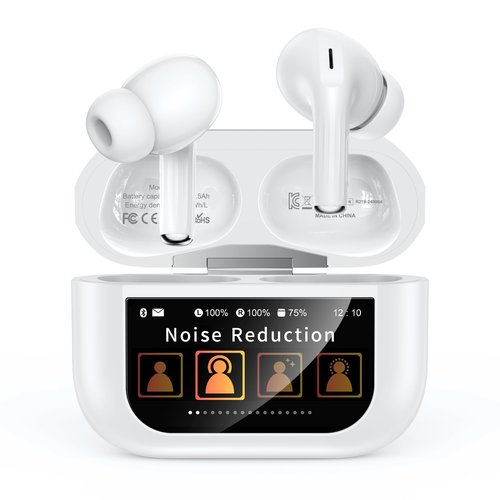 Szwdo Wireless Earbuds, Bluetooth 5.4 Ear Buds with Multifunctional Touch Screen, ANC/ENC Noise Cancelling Headphones with 48H Playtime, Bass Stereo Sound, for Laptop, Android/iOS, Pad