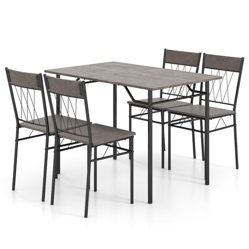 Giantex 5-Piece Breakfast Nook Set, 4 Dining Chairs, Metal Frame, Space-Saving Dinette Table Set for 4, Small Place, Kitchen Table Chairs Set of 4 (Grey)
