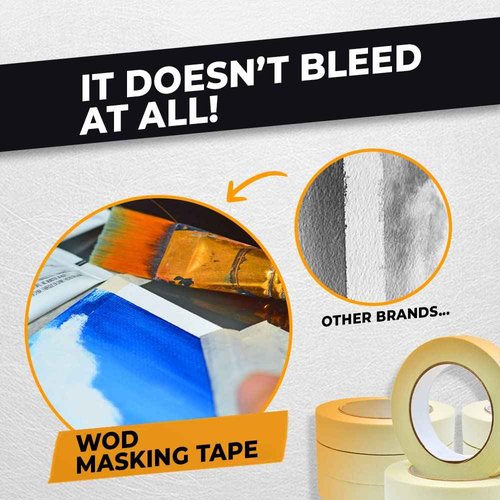 WOD MT5 Masking Tape 1/2 inch for General Purpose/Painting - Case of 72 Rolls - 60 Yards per roll