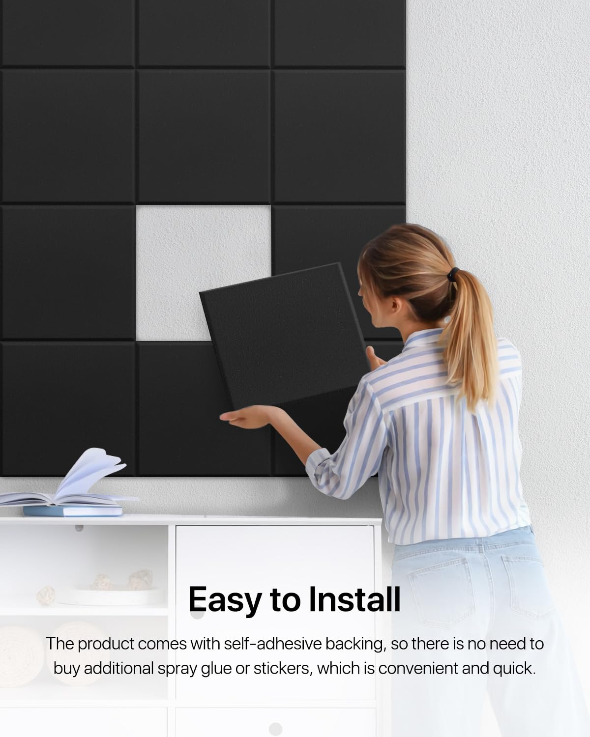 Acoustic Panels 12 Pack Square Soundproof Wall Panels with 60 Adhesive Tapes, High Density Acoustic Foam Panels Sound Proof Foam for Home Office, Recording Studio, Ceiling, 12" X 12" X 0.4"