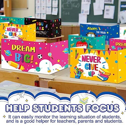 Harloon 24 Pcs Privacy Boards for Student Desk Dividers for Students Cardboard Privacy Folders Classroom Study Carrel Dividers Bulk Folder for Test Reduces Distraction(Inspirational)