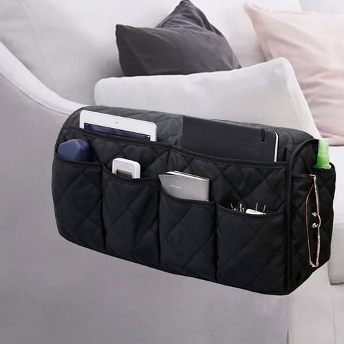 2 in 1 Waterproof Armrest Covers Sofa Arm Organizer with 14 Pockets for Tablet Magazines TV Remote Holder, Anti-Slip Recliner Couch Armchair Slipcover Furniture Sofa Arm Protector Storage Caddy Pouch