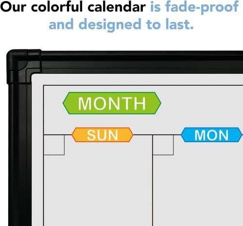 JILoffice Magnetic Calendar Whiteboard & Corkboard Combo - 36x24 Inch Wall-Mounted Board in Black Aluminum Frame