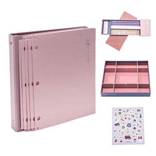 Blue Lake ECOLIFE 3-Ring Binder School Offiice Supplies Kit Bundle Plastic Free 22 Piece Binder, Folders, Pencils, Pencil Box Organizer Tray, Gifts for K-12, College Students, and Office