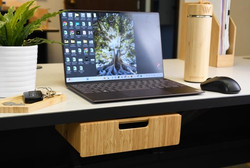 Bamboo Mountable Drawer for Under Desk, Office Supply Storage for Pens Pencils Paper & More 9.5 x 7.5 x 2.5 INCHES (Inner Drawer Height: 1.25 IN)