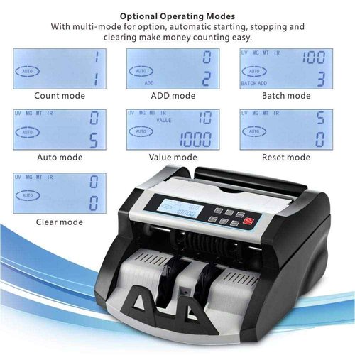 DOMENS Money Counter Machine Count Value,UV/MG/MT/IR Counterfeit Detection Bill Counter,US Dollar only Cash Counter, Add+Value/Batch+Value Modes,Money Counting Machine with LCD Display (Black+Grey)
