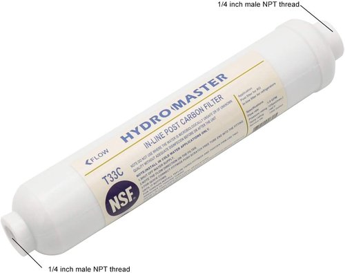 HYDRO MASTER In-Line Post Carbon Filter - 10 Inch x 2 Inch with 1/4-Inch NPT Connection