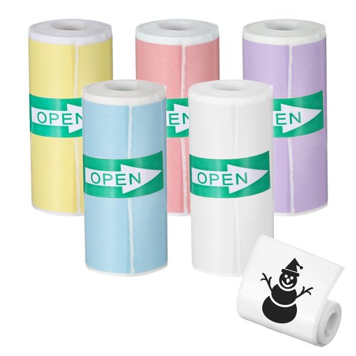 18 Rolls Mini Printer Sticker Paper, Colorful Thermal Printer Paper Set, Self Adhesive Mini Printer Thermal Sticker Compatible with Most Instant Inkless Refilling, 2.24 × 1 In (57 × 25 mm)