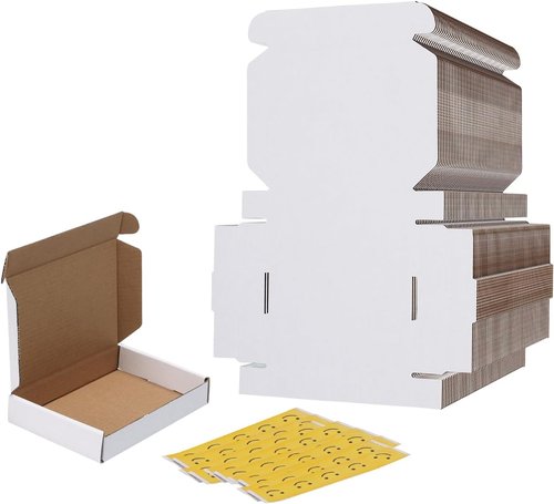 RLAVBL Shipping Boxes - Set of 50 White Small Corrugated Cardboard Mailer Boxes | 6x4x1 Inches