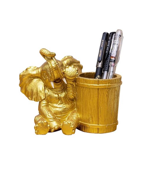 sleeri Cute Resin Elephant Pen Pencil Holder Desk Organizer - Desktop Pen Pencil Brush Holder Container Storage Organizer, Creative Elephant Home Decoration Desk Ornaments for School Office