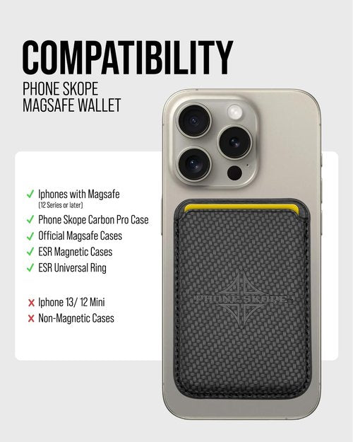 Phone Skope Leather Wallet - Magnetic Card Holder for Cell Phones | Secure & Convenient | Fits Carbon Pro Case Black
