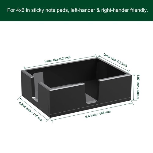 BOSSCASA Acrylic Sticky Note Holder, Self-Stick Note Pad Holder W/O Pads - Note Dispenser Memo Pad Holder Desk Organizer for School Office Home (4''x6'' Black)
