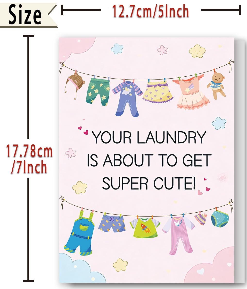 FANCYLUCKY Cute Baby Shower Card for Girl, New Baby Girl Card Gifts for Expecting Mom Parents, Printed Message Inside with Envelope