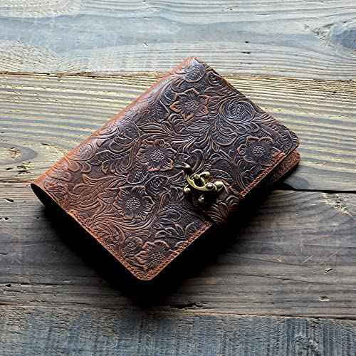 JJNUSA Refillable Leather Journal Writing Notebook, A5 Leather Travel Journal with Pockets, Vintage 6 Ring Binder Organizer Planner Portfolio, Best Travel Gifts