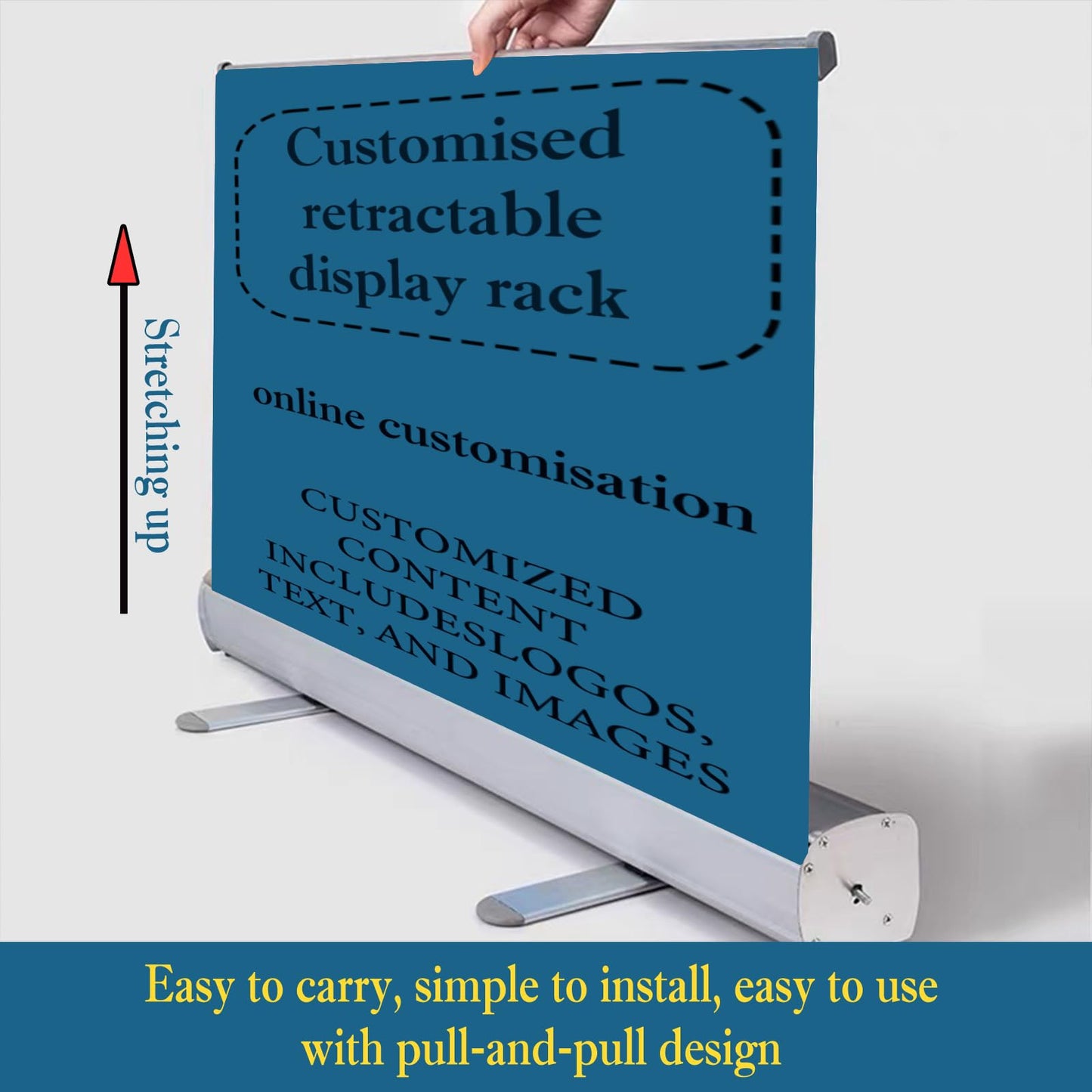 Custom Retractable Banner Stand – Personalized Roll Up Display with Carry Bag, Adjustable Height, Portable Stand for Trade Shows, Events, Business Promotions