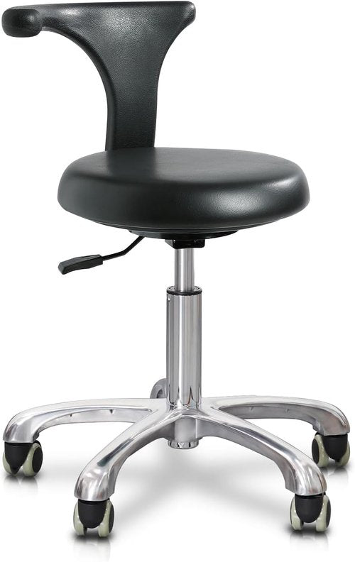 LIMKOMES Standard Rolling Stool with Backrest Dental Nurse Chair Height Adjustable Stool Drafting Chair for Office Kitchen Clinic and Lab-Black