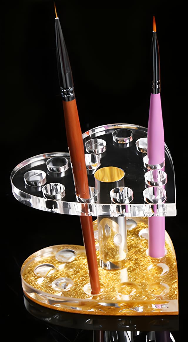 Skiennix Heart-Shaped Acrylic Organizer - 12-Hole Makeup Brush & Pen Holder for Vanity