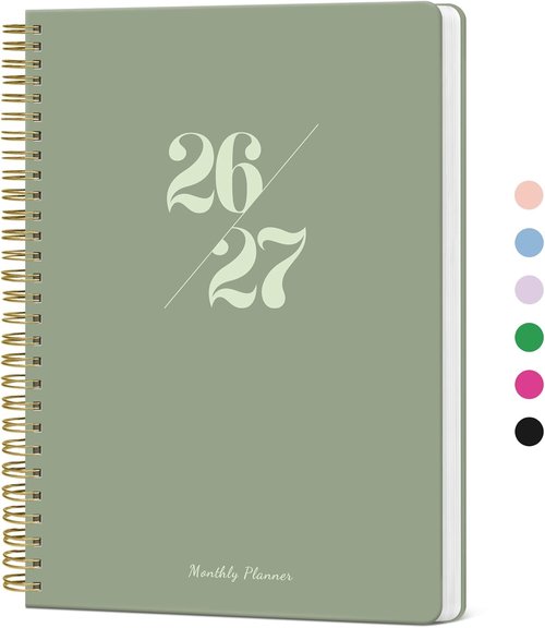 Monthly Planner 2026-2027 - 24-Month Calendar for School, Office & Home | 7" x 10" - Green
