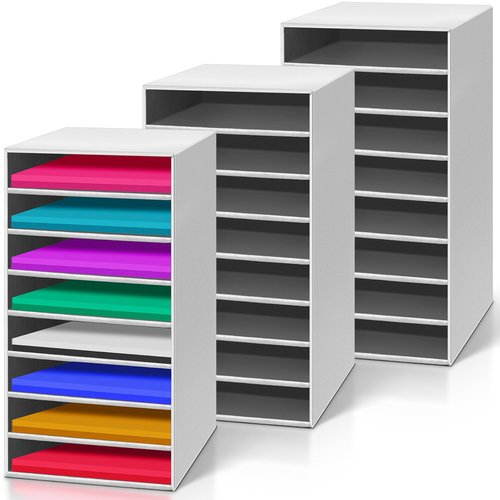 Fuutreo 3 Pcs Paper Organizer 8 Slots Literature Organizers Desk Vertical Mail Storage Craft Paper Storage for Office Home Classroom Mails Books Files Box(White)