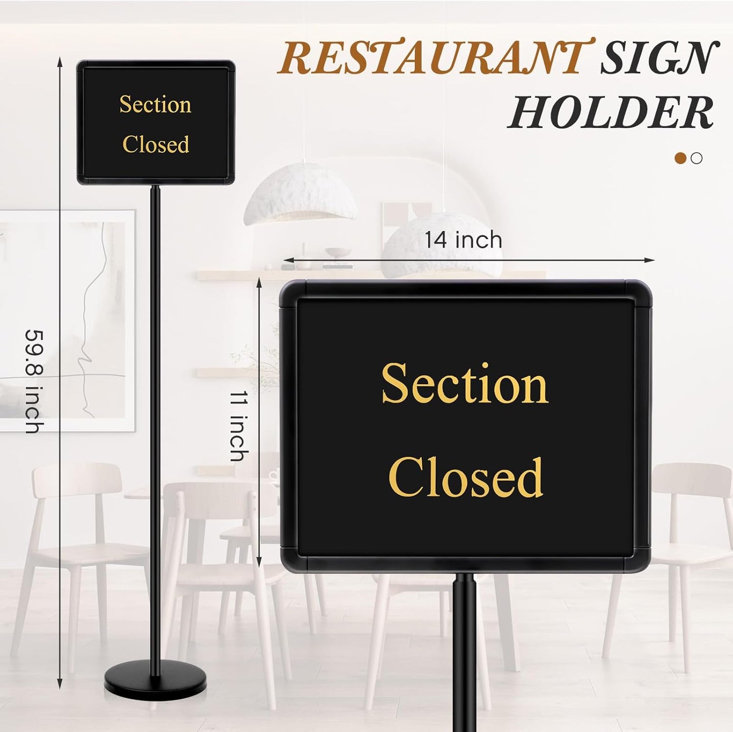 Wenqik Wait to Be Seated Hostess Sign - Sturdy 11 x 14 Inch Holder with Base for Restaurants | Black
