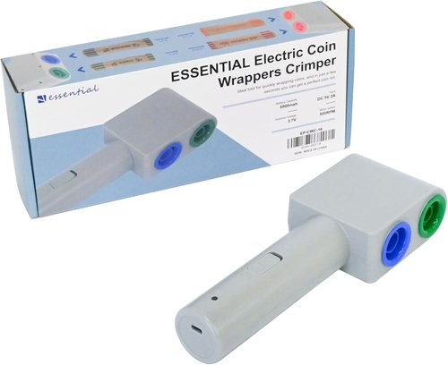 Essential Electric Coin Wrappers - Color Coded Crimping Tool with 16 Assorted Preformed Roll Wrappers
