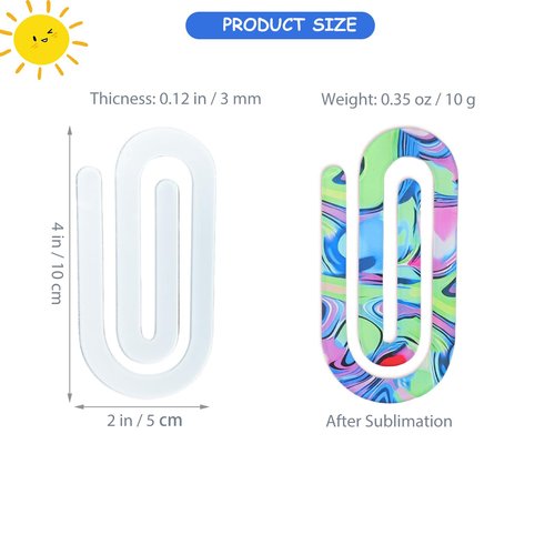 48 PCS Sublimation Acrylic Paper Clips Jumbo Blanks Kit (16 Clips 16 Display Cards 16 OPP Bags) 4x2 Inch Clear Paperclips for Heat Transfer DIY Gift Ready Bookmarks School Office Supplies