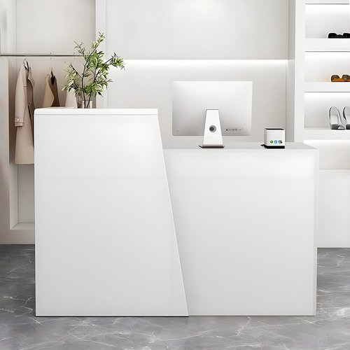 IEHFDCA Retail Reception Desk with Storage, Modern Checkout Counter for Store, Anti-Scratch Front Desk for Salon, Boutique, Cafe – Easy Assembly B 45.3" x 16.5" x 39.4"
