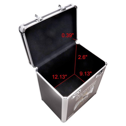Vaultz Vinyl Record Storage Box - Locking 50 Album Holder & Organizer - Great Alternative to Flimsy LP Crate - 14.4 x 13.4 x 9.6 Inches - Led Zeppelin Album Design