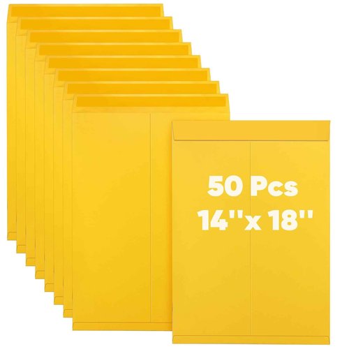 50 Pcs 14'' x 18'' Large Mailing Envelopes Extra Large Mailing Envelope 32lb 150Gsm with Gummed Flaps, Catalog Jumbo Craft Envelopes for Mail, Storage Documents Office Supplies