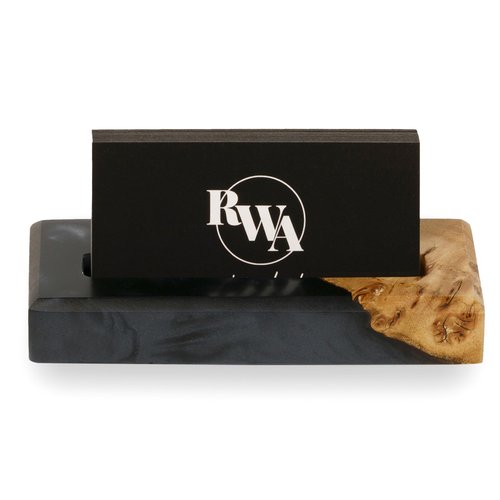 RWA Black Business Card Holder for Desk – Elegant Office Desk Decor Organizer for Men Women – Slim Square Card Stand Display Index Credit Card Holder – Professional Desktop Accessory - ORIGIN black