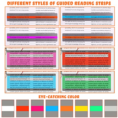 Colored Reading Guide Strips for Kids Dyslexia - 48 Pack, Highlights & Overlays