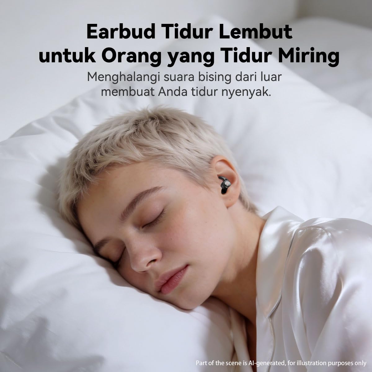 NE76 AI Translation Headphones Real Time 150 Languages, Sleep Earbuds Bluetooth 5.4 in Ear, Mini Sleep Headphones Small Design for Side Sleepers for Travel Education Business Meetings Smoky Black