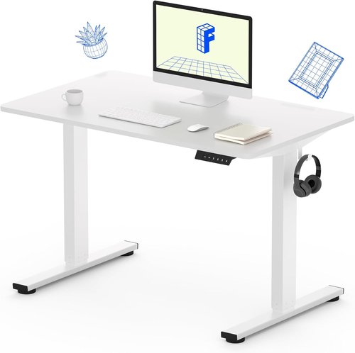 FLEXISPOT EN1 Electric Height Adjustable Standing Desk - 40"x24" Seamless White Desktop for Home Office & Multi-Monitor Setups
