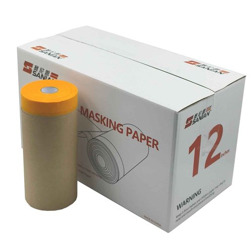 Sanian Painter's Pre-Taped Masking Paper and Masking tape in one kraft paper Roll 8 Pack 12"x 65 Feet(each roll) TOTAL 520 feet PAPER IS PRE-FOLDED