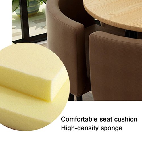 WPWSDWMX Conference Room Reception Negotiation Table Sets, Wood Grain Round Table and 4 PU Backrest Chairs, Load-Bearing Capacity 150kg/330lbs, Small Coffee Dining Table and Chair Set for 4(Yellow)