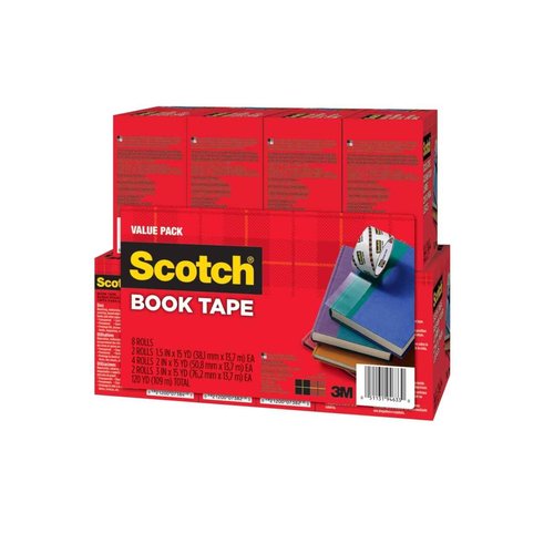 Scotch Book Tape Value Pack, Excellent for Repairing, Reinforcing Protecting, and Covering (845-VP)