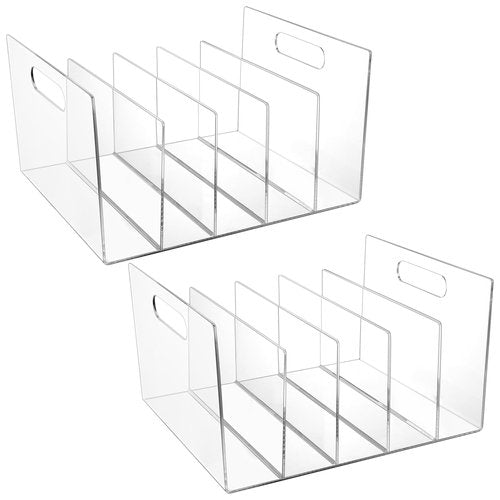 Affrolling 2 Pcs Acrylic File Organizer 5 Slots Acrylic File Sorter Clear Desktop File Collator Acrylic Desk Organizer Sturdy Acrylic File Folder Holder for Mail Letter Paper Document Office Home