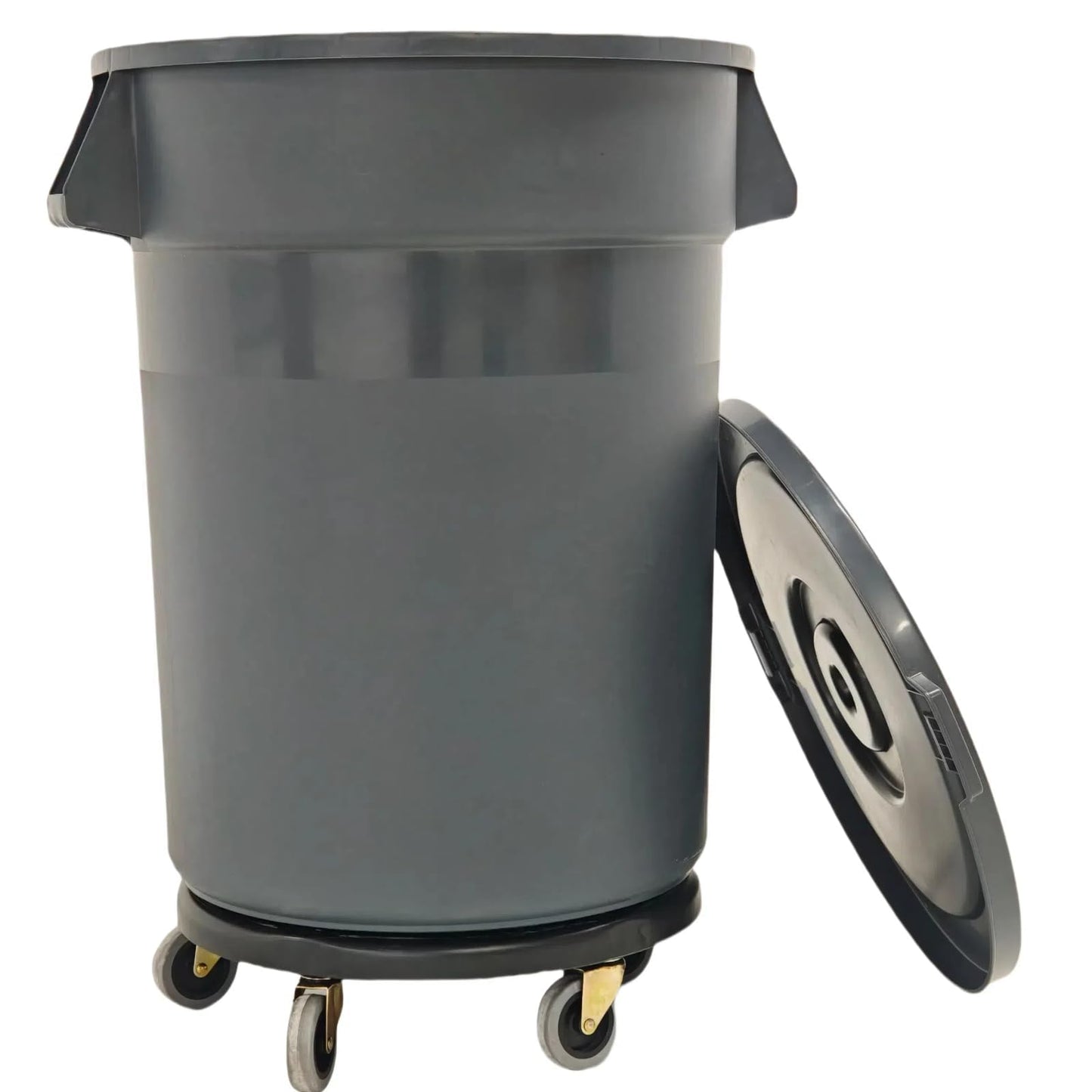 Cosogreen 32 Gallon Outdoor Trash Can with Lid and Wheels, Removable Wheels and Sturdy Handle Outdoor Trash Can for Outdoors, Hospitals, Garages, Backyards and Yards (Grey)
