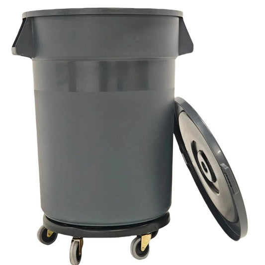 Cosogreen 32 Gallon Outdoor Trash Can with Lid and Wheels, Removable Wheels and Sturdy Handle Outdoor Trash Can for Outdoors, Hospitals, Garages, Backyards and Yards (Grey)